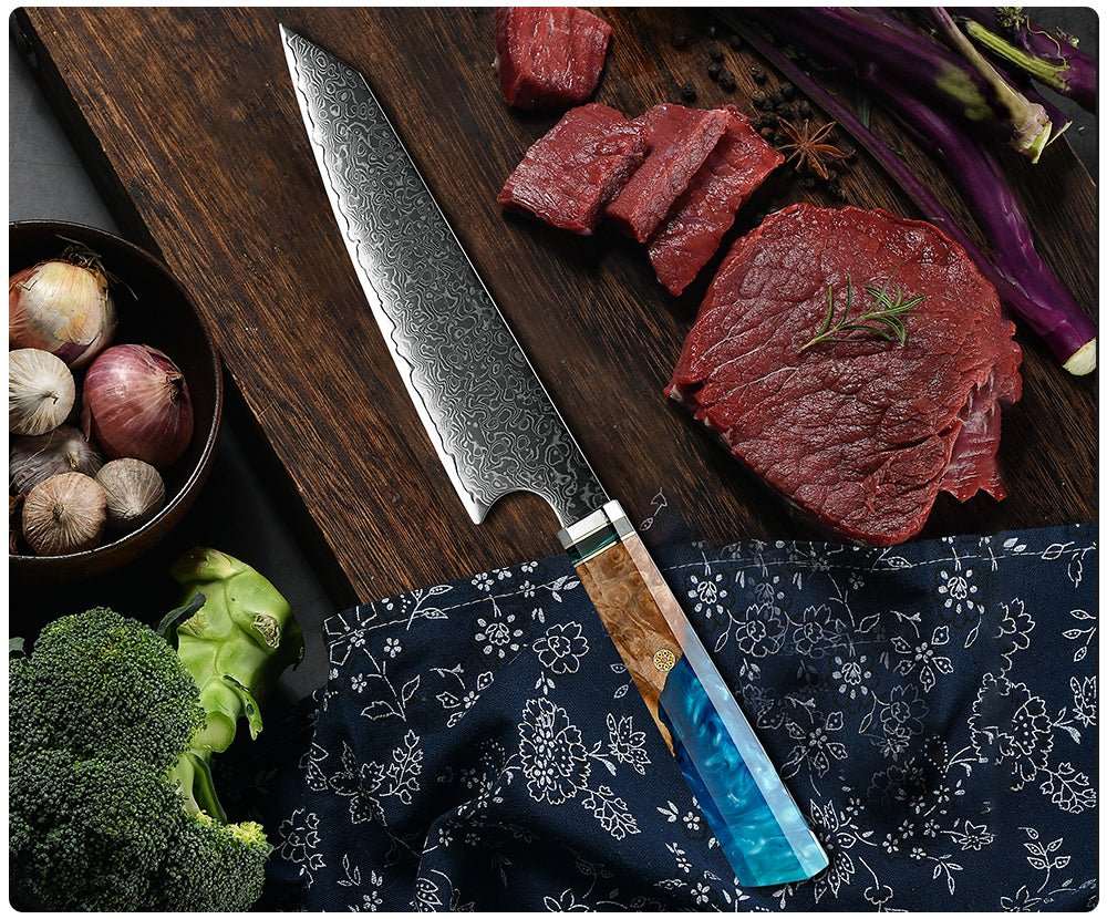 Chef knife - Imperium Japanese VG10 Damascus Chef's Knife with Exotic Olive Wood Handle & Sheath - Shokunin USA