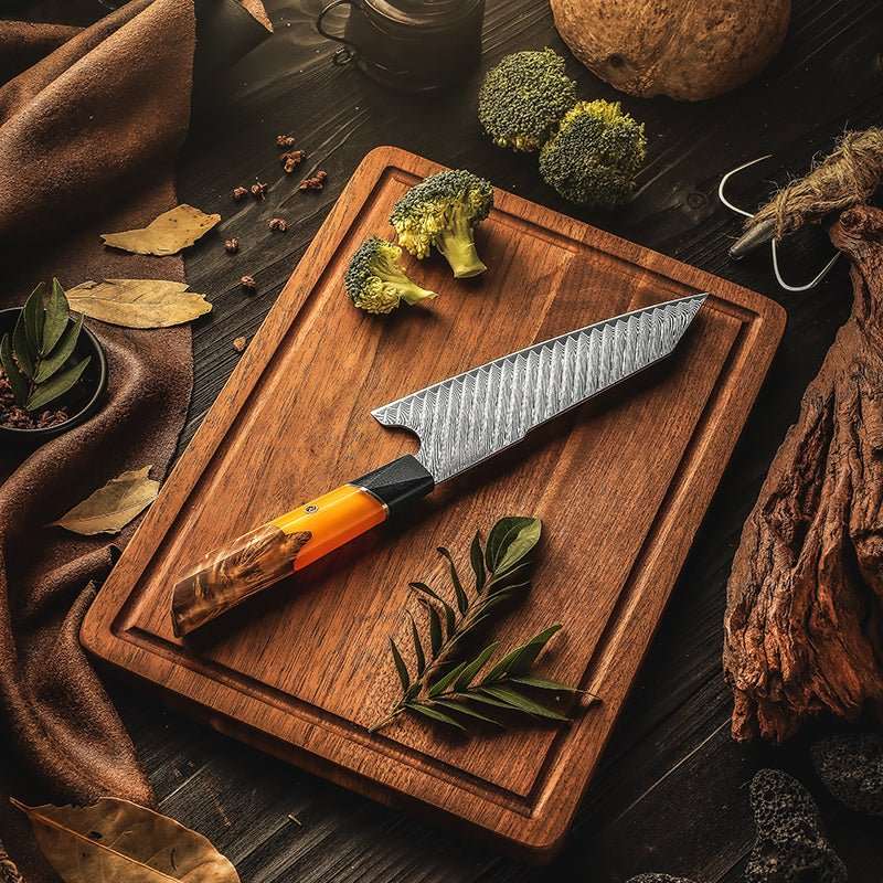 Chef Knife Set - Elite Series VG10 Damascus Knife Set with Exotic Burl Wood Handle - Shokunin USA