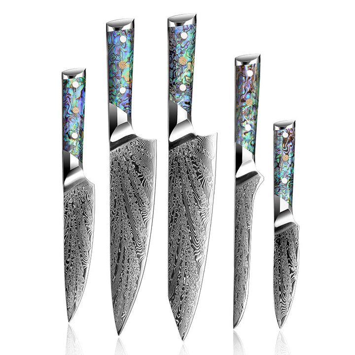 modern kitchen knife sets - Imperial Professional Japanese VG10 Damascus 5- Piece Knife Set - Shokunin USA