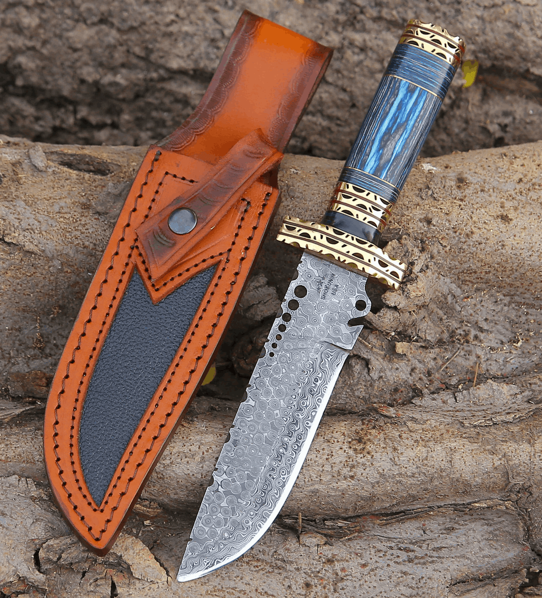 Bowie Knife - Shadowblade Damascus Steel Bowie Knife with Pakkawood Handle &amp; Sheath - Shokunin USA