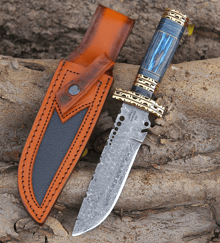 Bowie Knife - Shadowblade Damascus Steel Bowie Knife with Pakkawood Handle &amp; Sheath - Shokunin USA
