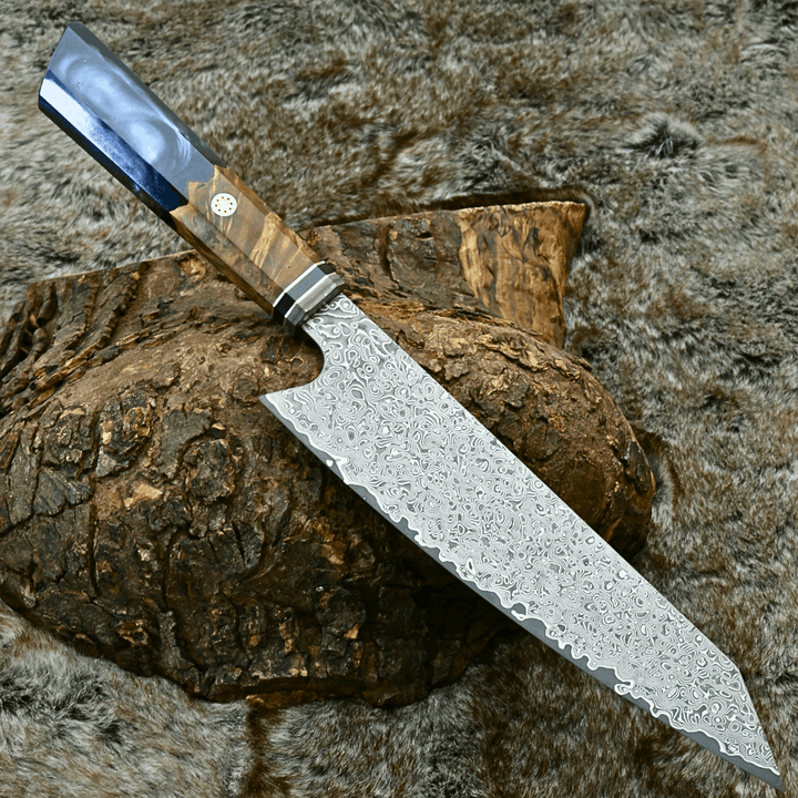 Chef knife - Aurora Japanese Chef Knife with Olive Burl Wood &amp; Resin Composite Handle - Shokunin USA
