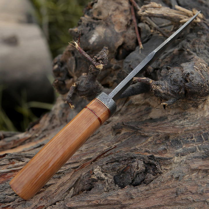 Avatar Damascus Hunting Knife with Exotic Olive Wood Handle - Shokunin USA