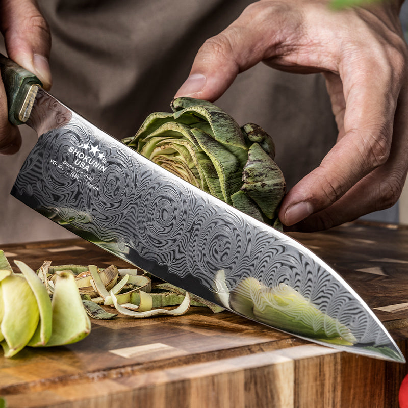 Chef knife - Deuce Custom Japanese Chef Knife with Exotic Maple Burl Wood Handle - Shokunin USA