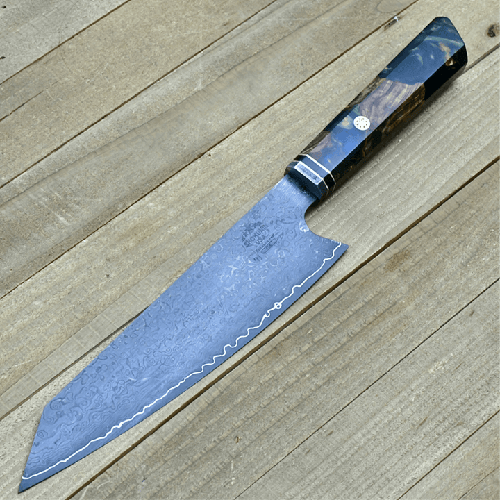 Chef knife - Aurora Japanese Chef Knife with Exotic Olive Burl &amp; Emerald Green Pearl Resin Handle - Shokunin USA