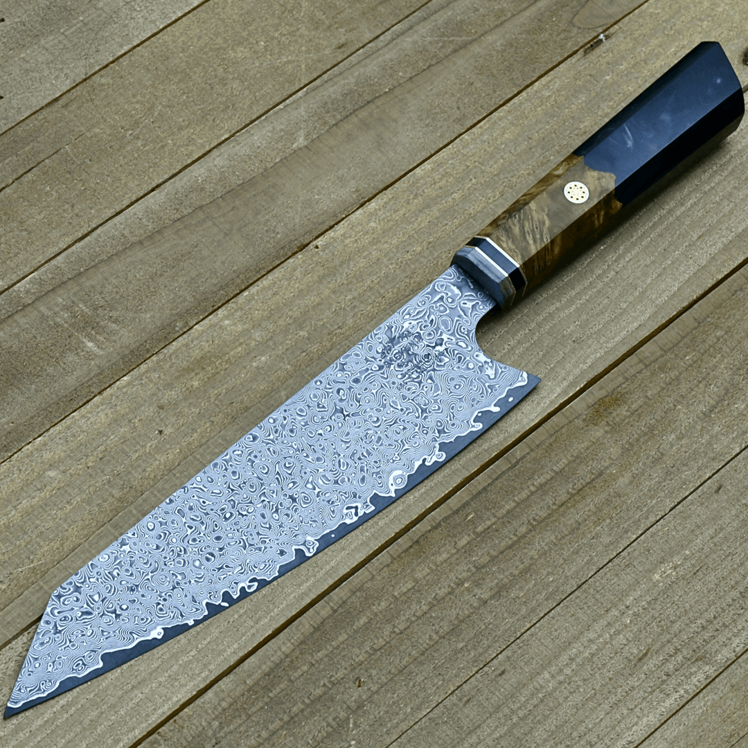 Chef knife - Aurora Japanese Chef Knife with Olive Burl Wood &amp; Resin Composite Handle - Shokunin USA