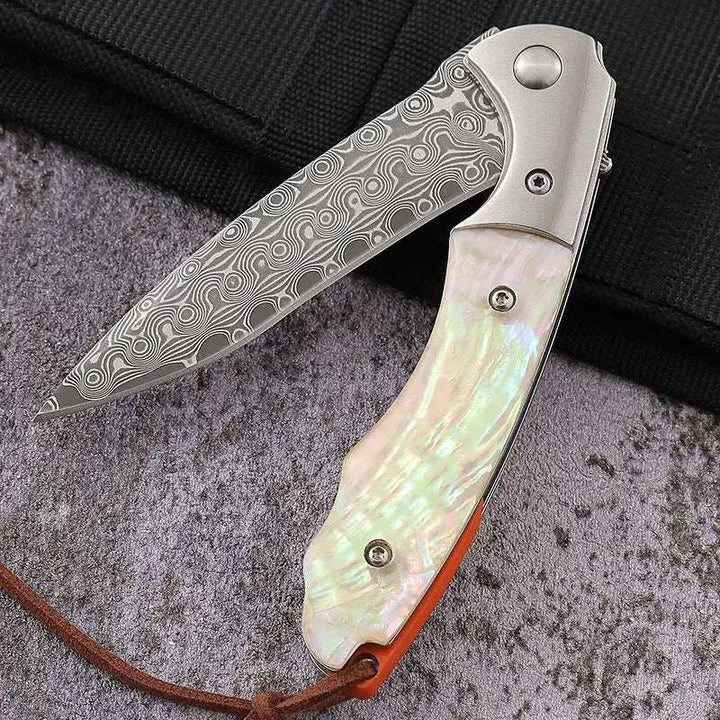 Pocket Knife - Pearl Japanese VG10 Pocket Knife with Clip &amp; Mother of Pearl Handle - Shokunin USA