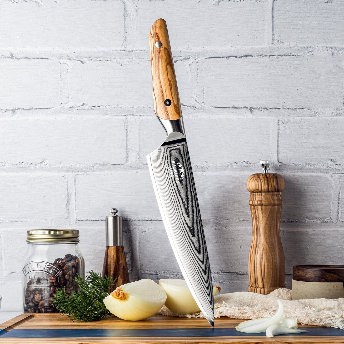 Chef knife. - Stellar Japanese Chef's Knife with Olive Wood Handle - Shokunin USA