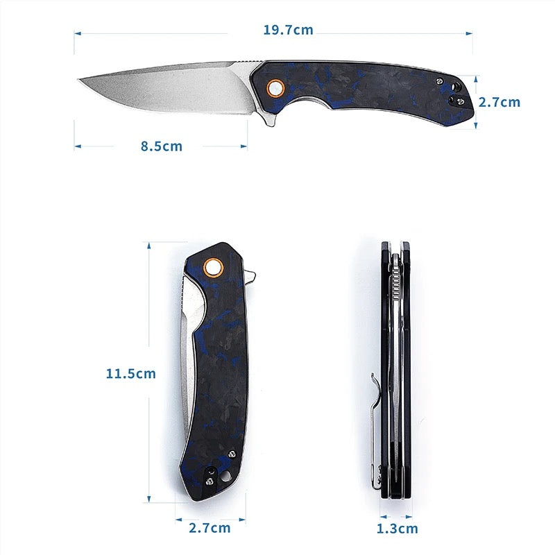 Utility Knife - Ranger D2 Steel EDC Pocket Knife with G10 Handle &amp; Leather Case - Shokunin USA