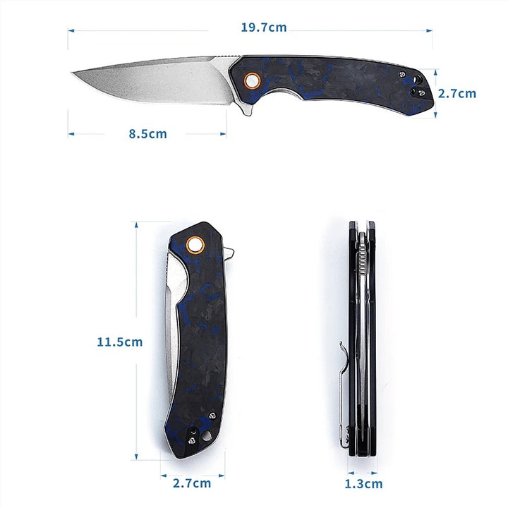 Utility Knife - Ranger D2 Steel EDC Pocket Knife with G10 Handle &amp; Leather Case - Shokunin USA