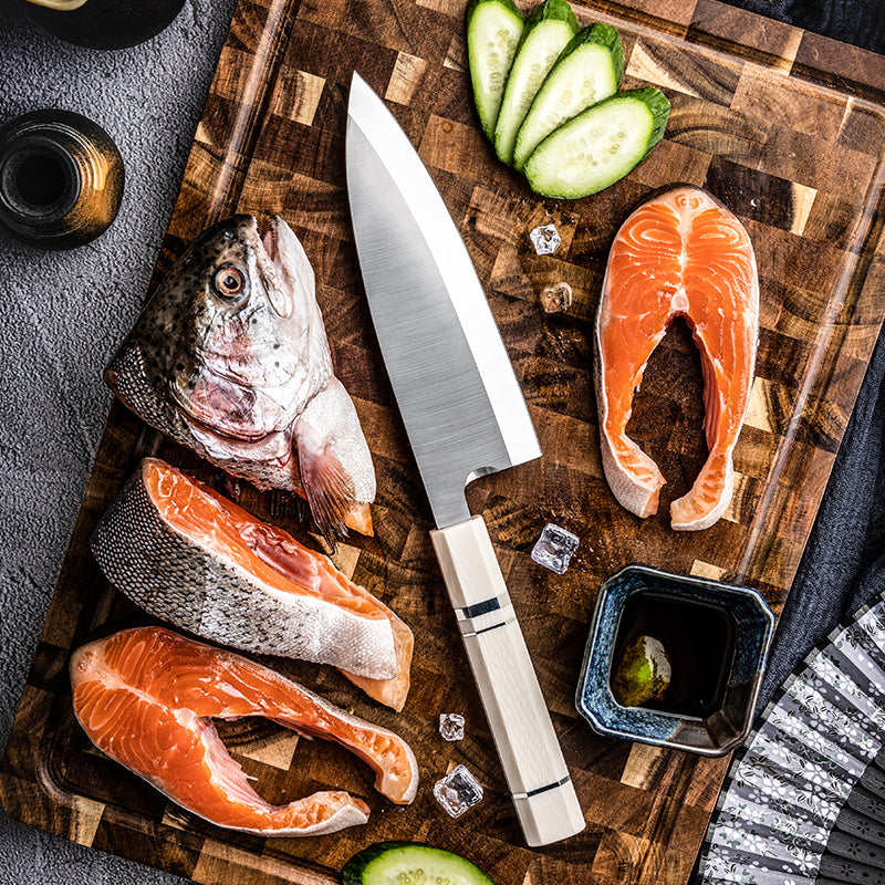Chef knife - Terra Chef Knife with Faux Ivory Handle - Shokunin USA