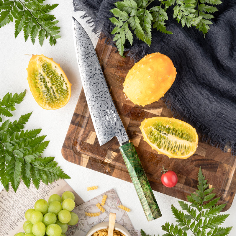 Chef knife - Deuce Custom Japanese Chef Knife with Exotic Maple Burl Wood Handle - Shokunin USA