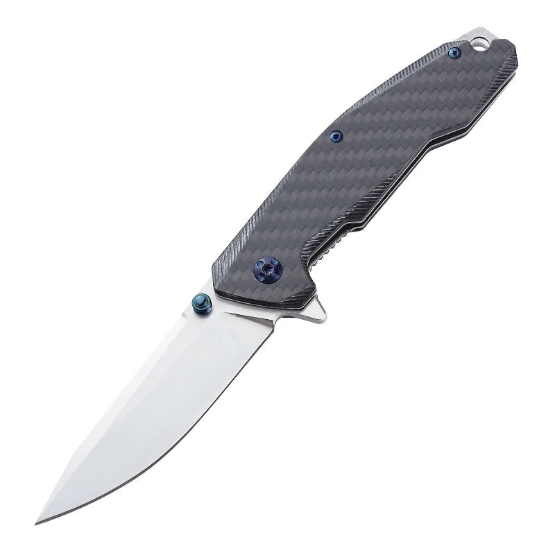 Pocket knife - Manta Pocket Knife with Carbon Fiber Handle &amp; Leather Sheath - Shokunin USA