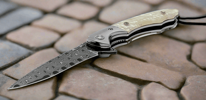 Pocket Knife - Pearl Japanese VG10 Pocket Knife with Clip &amp; Mother of Pearl Handle - Shokunin USA