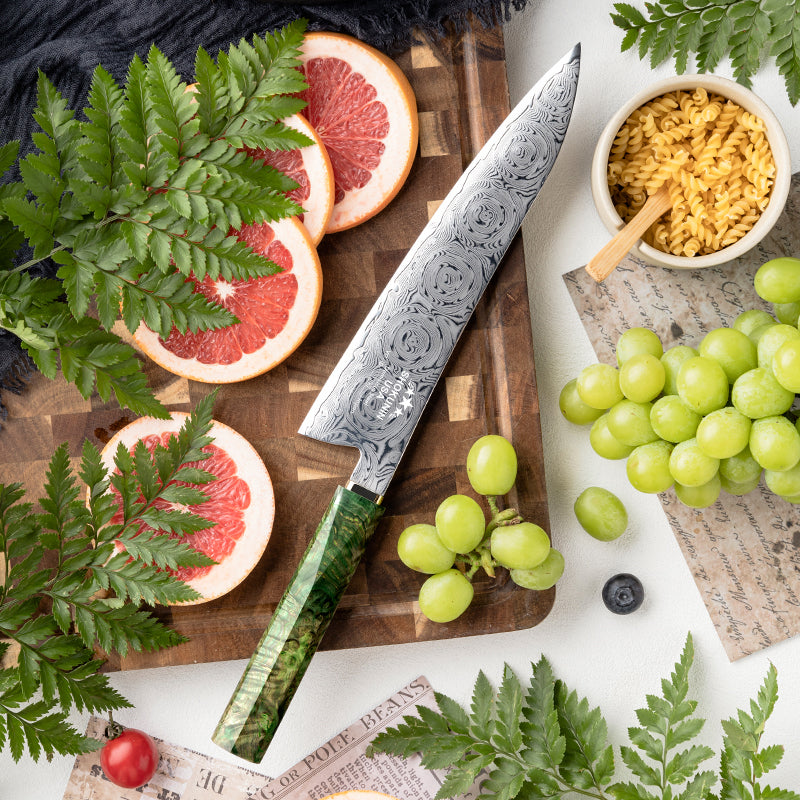 Chef knife - Deuce Custom Japanese Chef Knife with Exotic Maple Burl Wood Handle - Shokunin USA