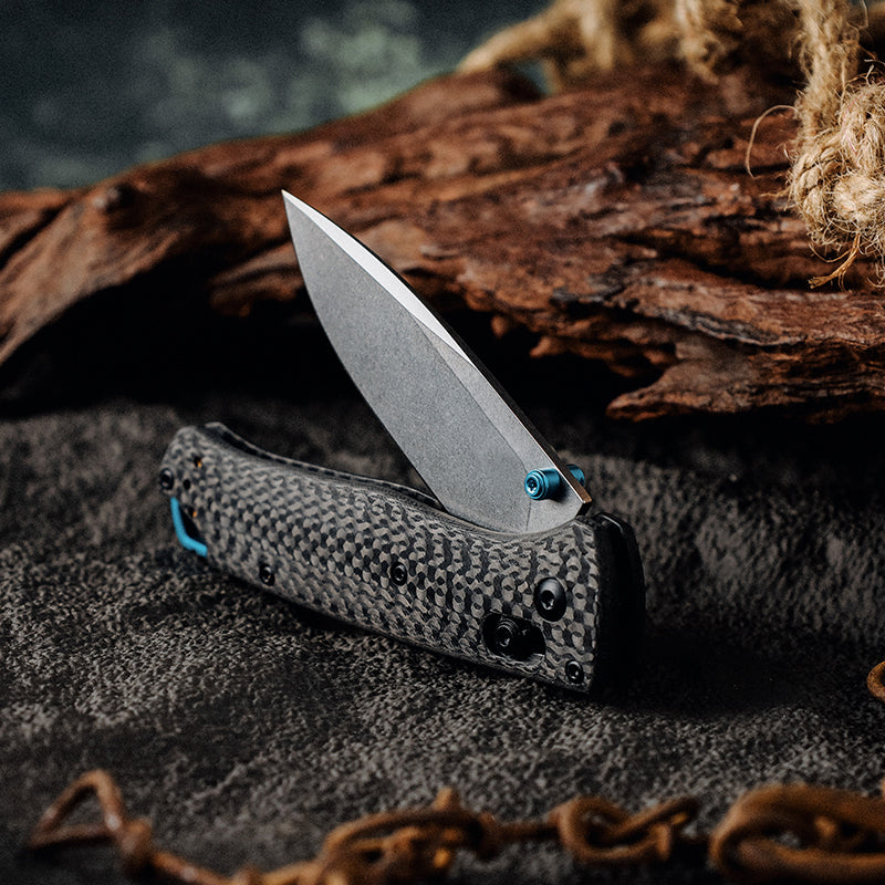 Pocket Knives - Onyx D2 Steel Folding Pocket Knife with Clip &amp; Carbon Fiber Hnadle - Shokunin USA