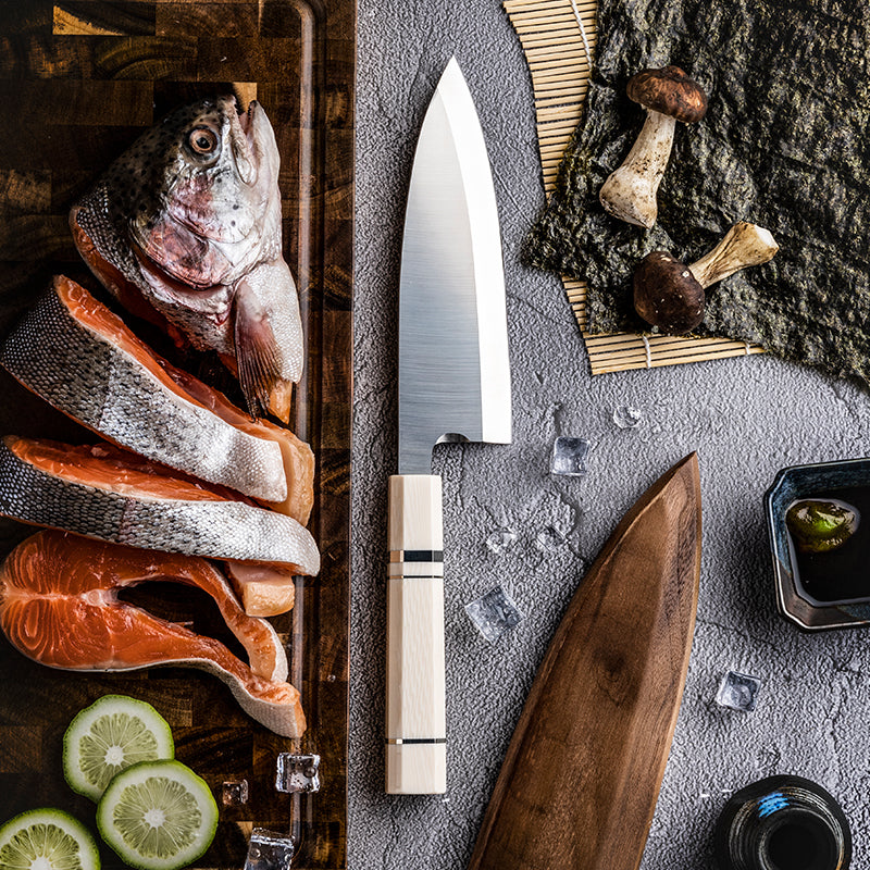 Chef knife - Terra Chef Knife with Faux Ivory Handle - Shokunin USA