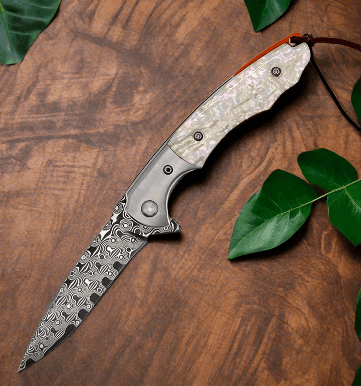 Pocket Knife - Pearl Japanese VG10 Pocket Knife with Clip &amp; Mother of Pearl Handle - Shokunin USA