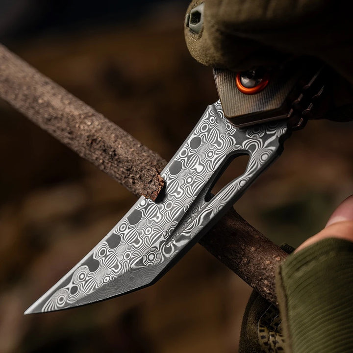 Damascus Knife - Scorpion Japanese Folding Pocket Knife with VG-10 Damascus Steel &amp; G10 Handle - Shokunin USA