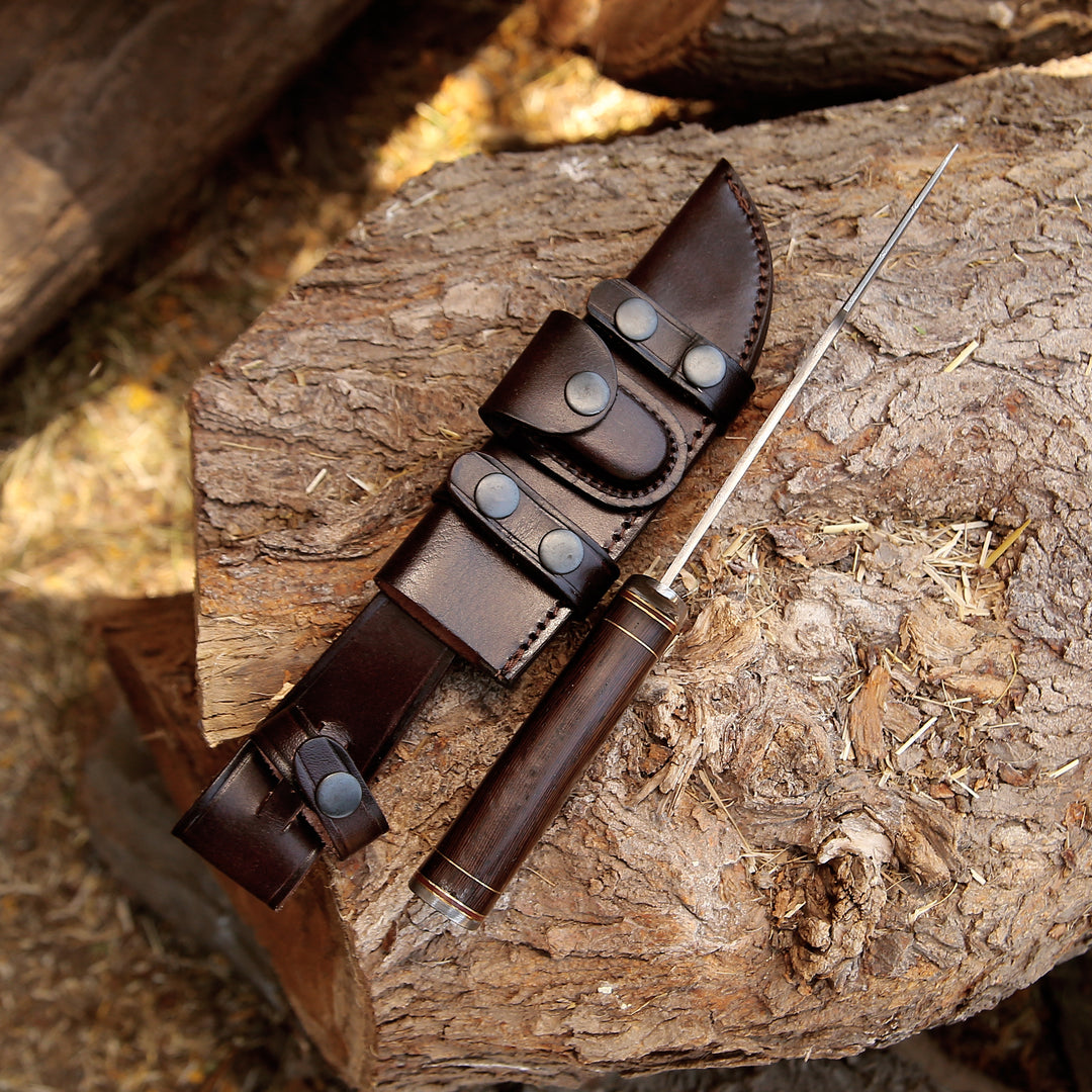Thunderstrike Damascus Bowie Knife with Exotic Wenge Wood Handle - Shokunin USA