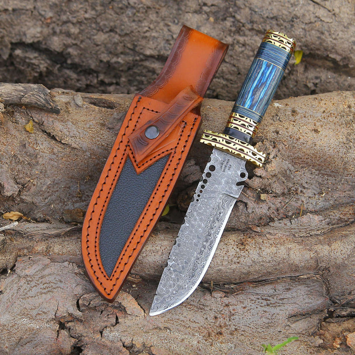 Bowie Knife - Shadowblade Damascus Steel Bowie Knife with Pakkawood Handle &amp; Sheath - Shokunin USA