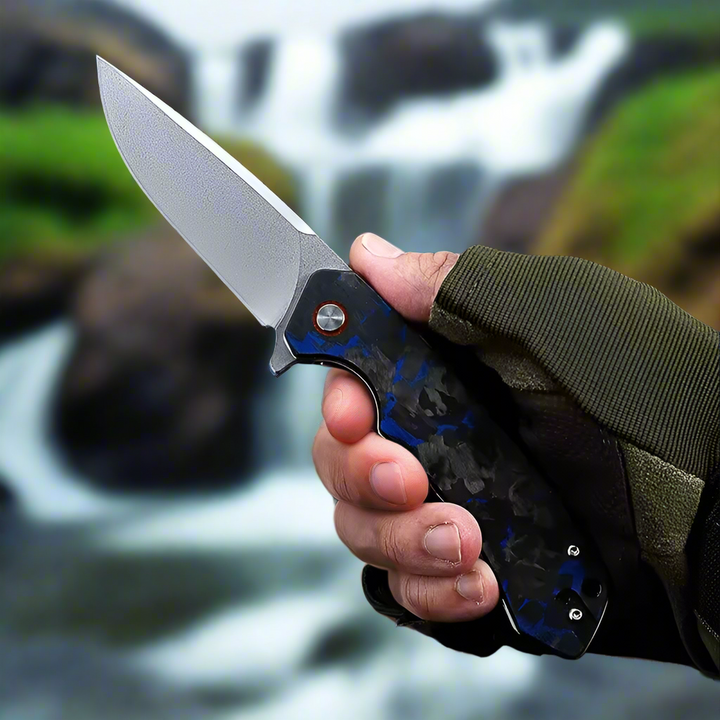 Utility Knife - Ranger D2 Steel EDC Pocket Knife with G10 Handle &amp; Leather Case - Shokunin USA