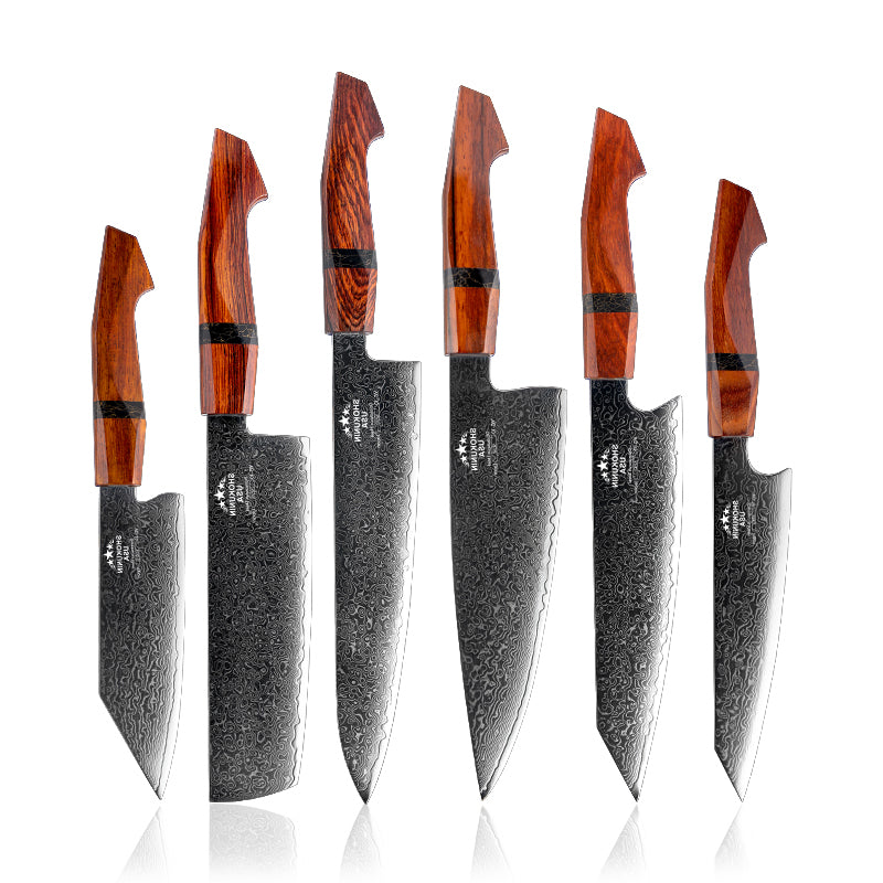 Infinity Japanese Pro Chef Knife Set with Exotic Sandal Wood & Resin Handle - Shokunin USA