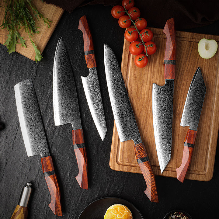 Infinity Japanese Pro Chef Knife Set with Exotic Sandal Wood &amp; Resin Handle - Shokunin USA