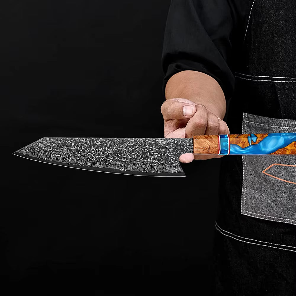 Chef Knife - Serene Chef Knife with Exotic Olive Wood Burl &amp; Resin Handle - Shokunin USA