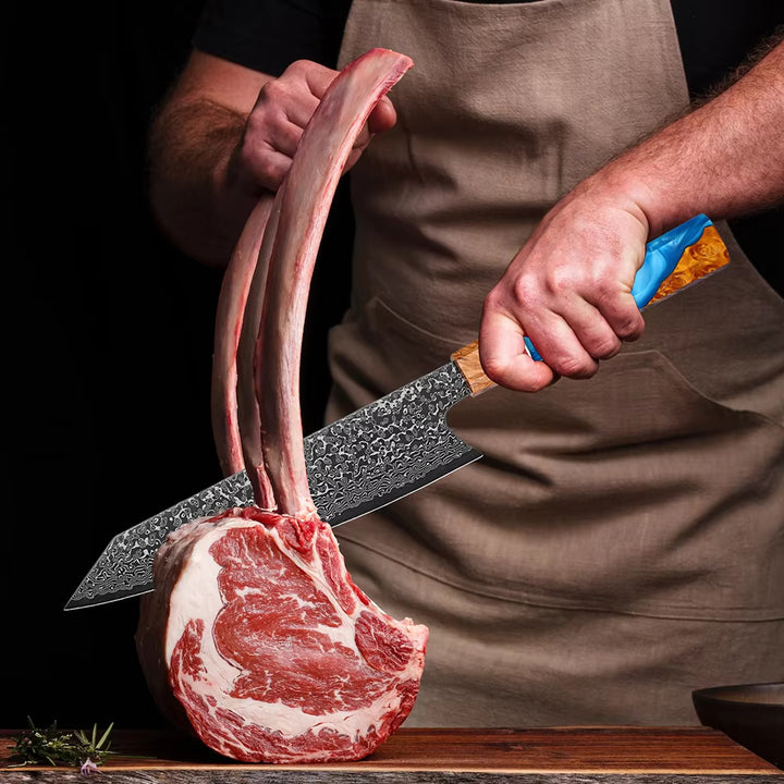 Chef Knife - Serene Chef Knife with Exotic Olive Wood Burl &amp; Resin Handle - Shokunin USA