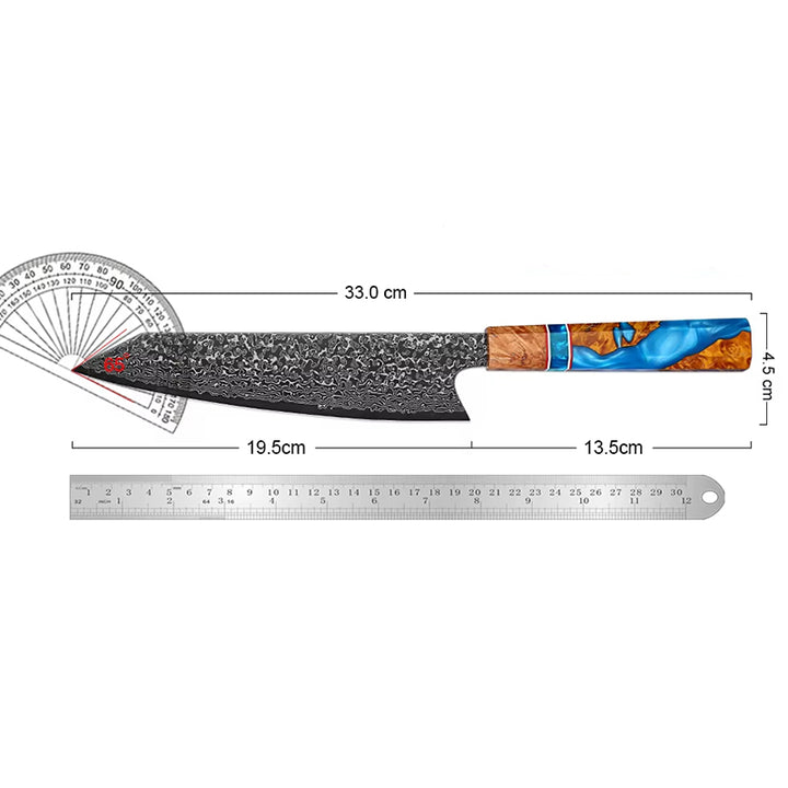 Chef Knife - Serene Chef Knife with Exotic Olive Wood Burl &amp; Resin Handle - Shokunin USA