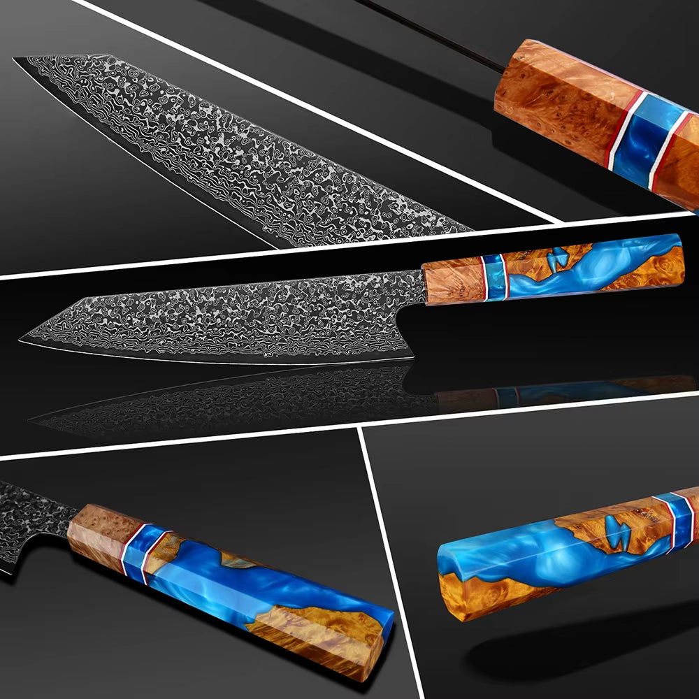 Chef Knife - Serene Chef Knife with Exotic Olive Wood Burl &amp; Resin Handle - Shokunin USA