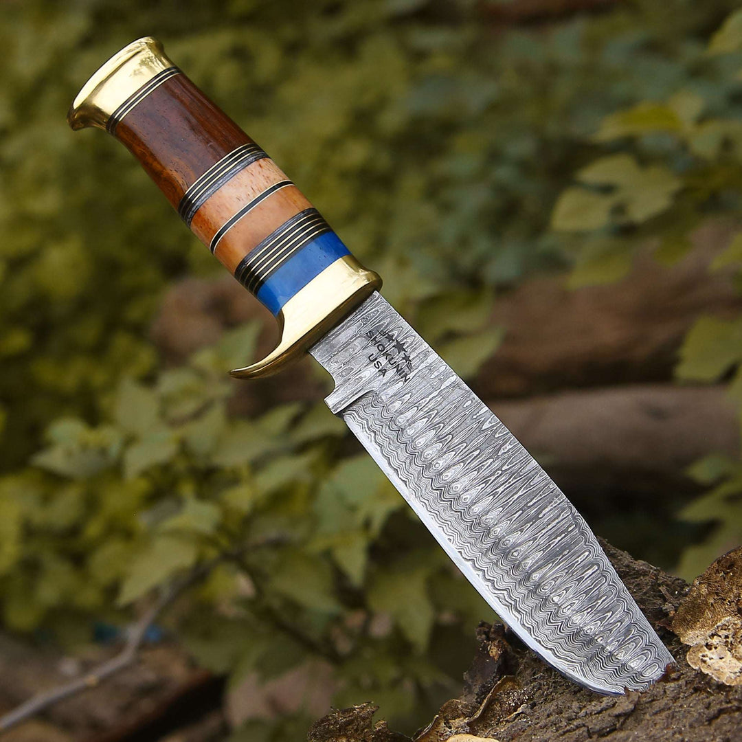 Custom Hunting Knife - Skywalker Custom Hunting Knife with Bone &amp; Wood Composite Handle - Shokunin USA