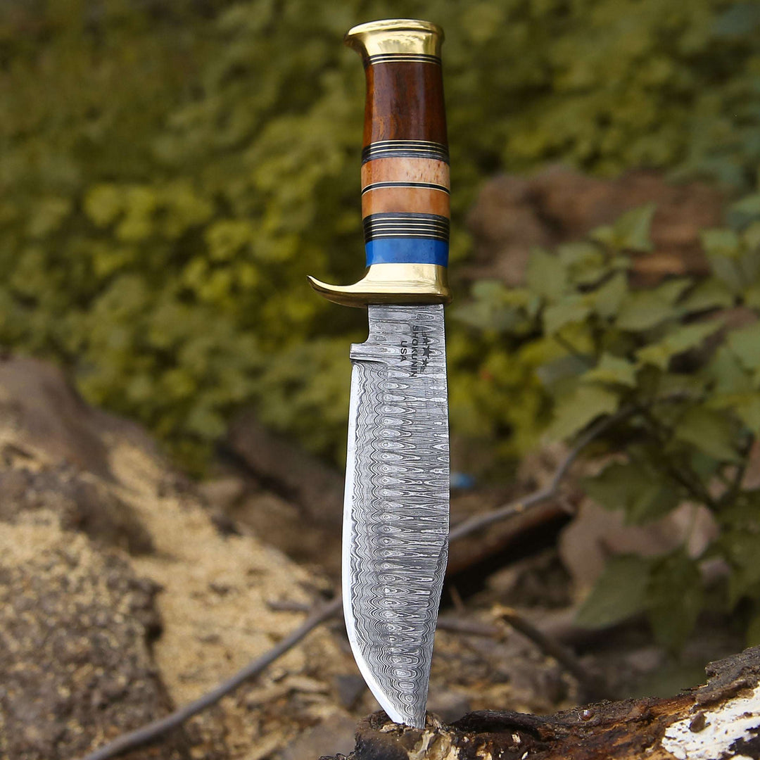 Custom Hunting Knife - Skywalker Custom Hunting Knife with Bone &amp; Wood Composite Handle - Shokunin USA