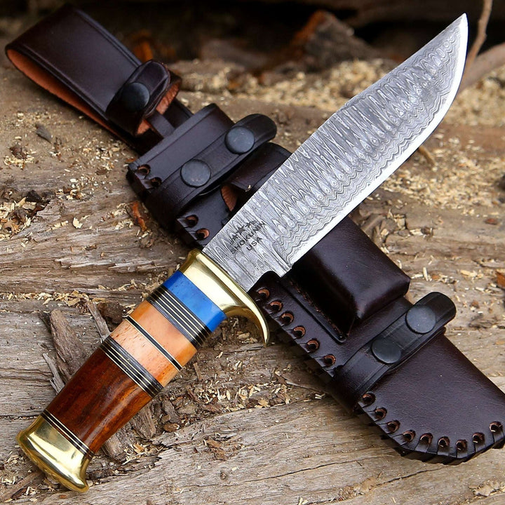 Custom Hunting Knife - Skywalker Custom Hunting Knife with Bone &amp; Wood Composite Handle - Shokunin USA