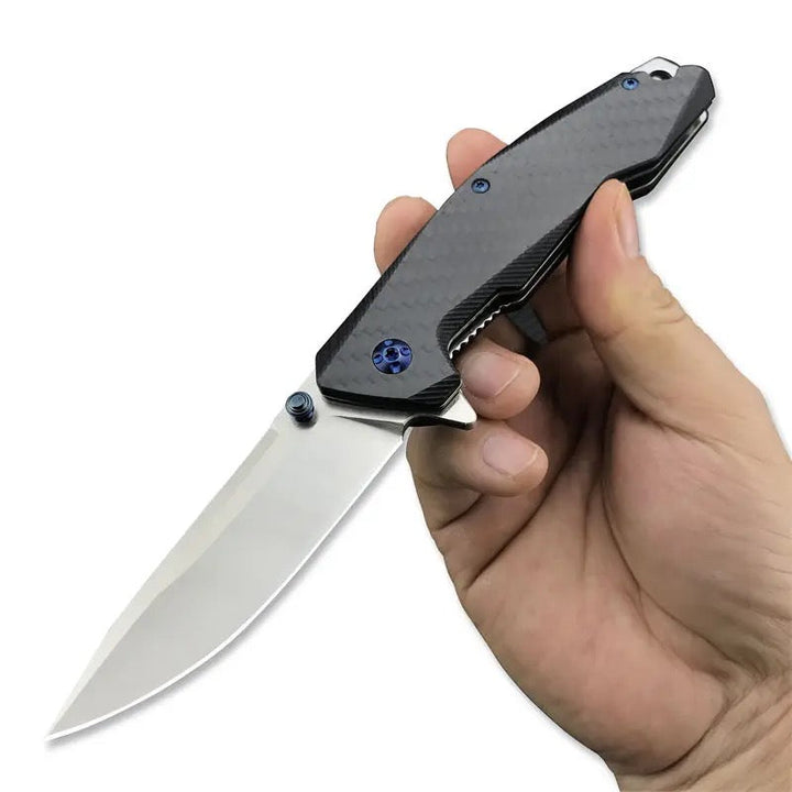 Pocket knife - Manta Pocket Knife with Carbon Fiber Handle &amp; Leather Sheath - Shokunin USA