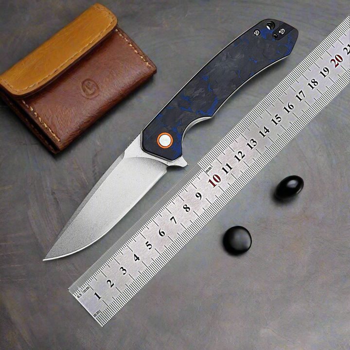 Utility Knife - Ranger D2 Steel EDC Pocket Knife with G10 Handle &amp; Leather Case - Shokunin USA