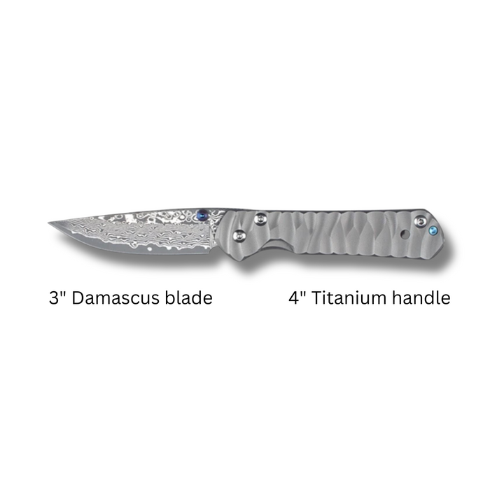 EDC Knife - Diamond Japanese EDC Pocket Knife with VG10 Damascus Blade, Titanium Handle &amp; Sheath - Shokunin USA