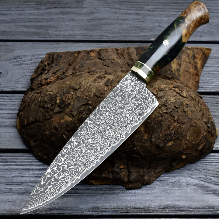 Protivo VG10 Chef Knife, Damascus Chef Knife with Olive Wood Handle - Shokunin USA