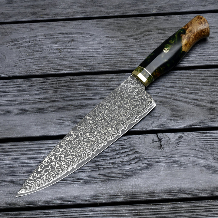 Protivo VG10 Chef Knife, Damascus Chef Knife with Olive Wood Handle - Shokunin USA