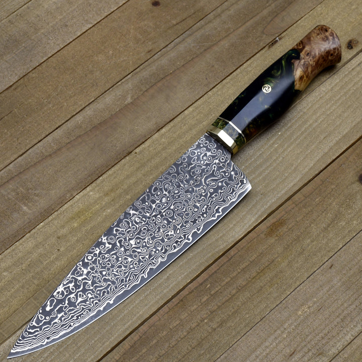 Protivo VG10 Chef Knife, Damascus Chef Knife with Olive Wood Handle - Shokunin USA
