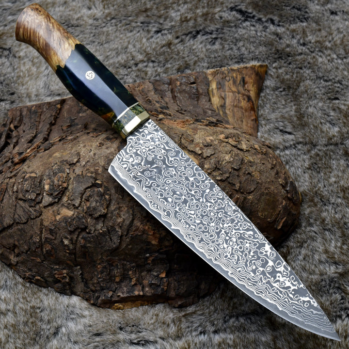 Protivo VG10 Chef Knife, Damascus Chef Knife with Olive Wood Handle - Shokunin USA