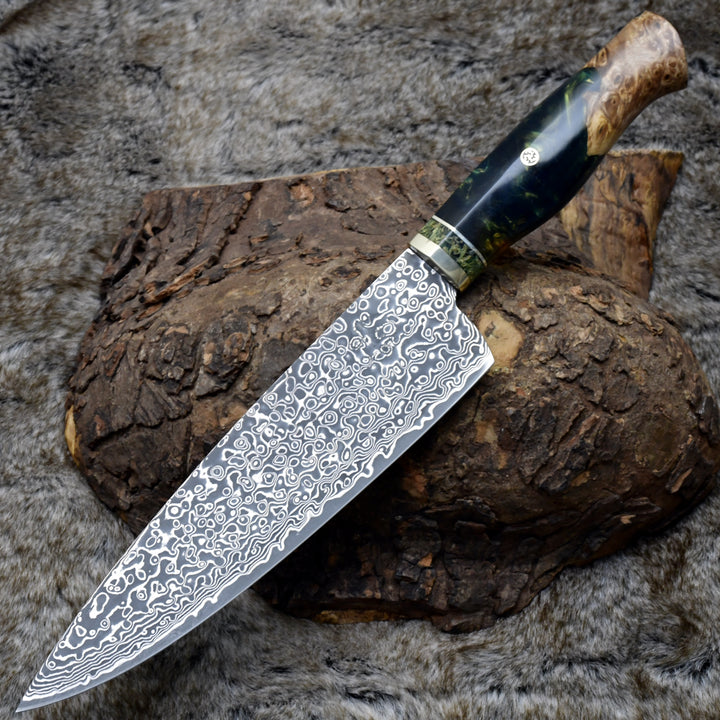 Protivo VG10 Chef Knife, Damascus Chef Knife with Olive Wood Handle - Shokunin USA