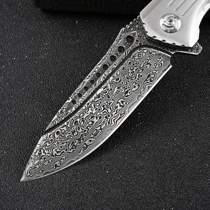 Ironbark Japanese Pocket Knife With VG-10 Damascus &amp; Exotic Red Sandalwood Handle, Clip &amp; Sheath - Shokunin USA