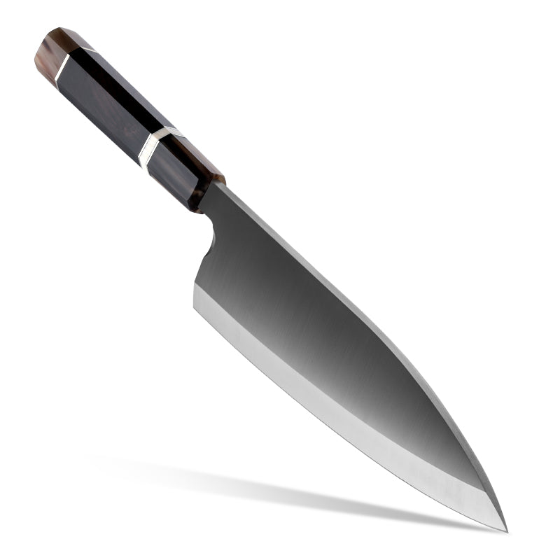 Chef Knife - Crystal Damascus Chef's Knife with Exotic Ebony Wood Handle - Shokunin USA