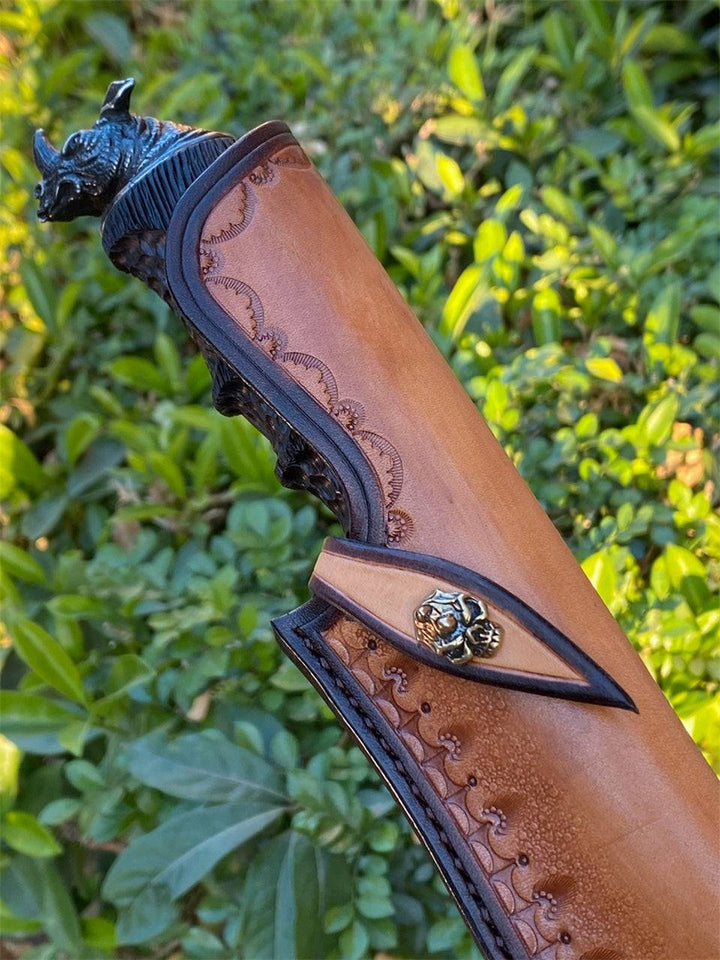 Chimera VG10 Damascus Hunting Knife with Exotic Ebony Wood Handle - Shokunin USA