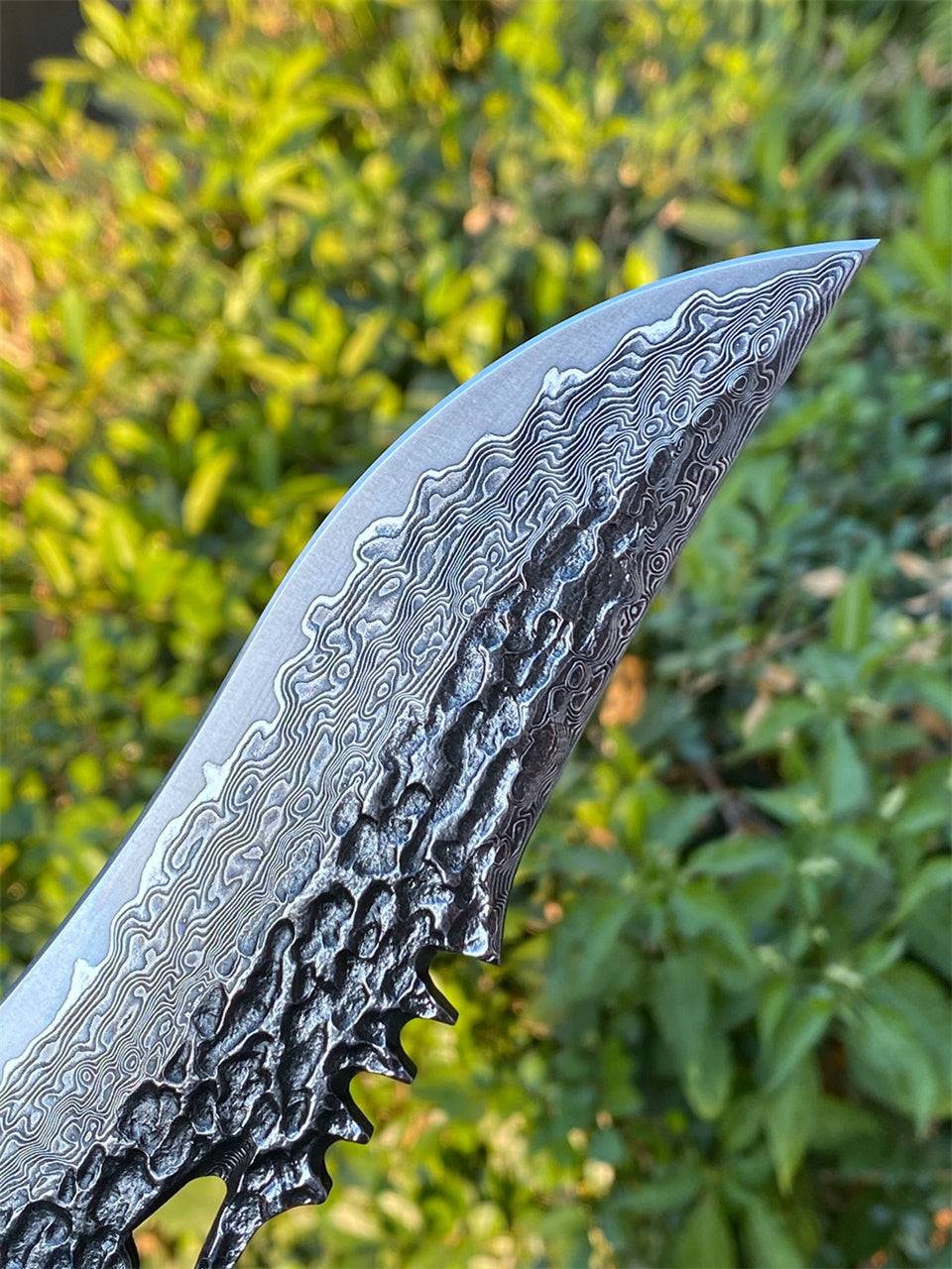 Chimera VG10 Damascus Hunting Knife with Exotic Ebony Wood Handle - Shokunin USA