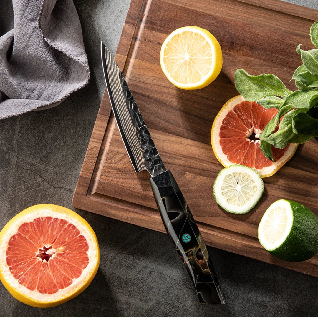 modern men’s Damascus rings - Majestic Japanese Copper Damascus Chef Knife with Rare Raffir Noble Handle Handle - Shokunin USA