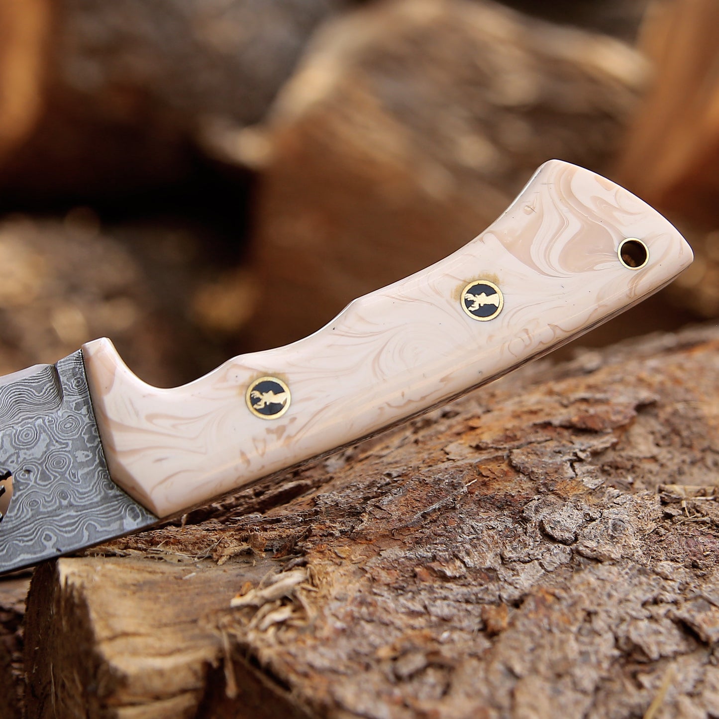 Utility Knife - Tranquility Gut Hook Knife with Pearl Resin Handle - Shokunin USA