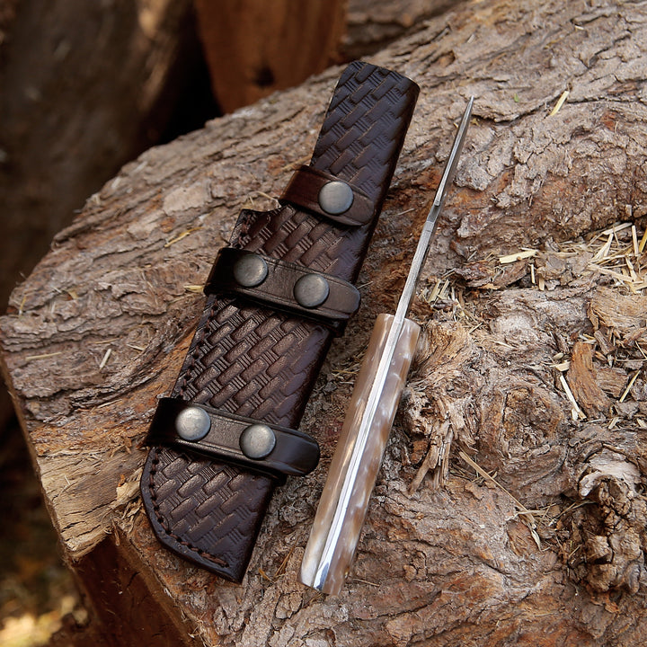 Fusion Gut Hook Hunting Knife with Mother of Pearl Handle - Shokunin USA